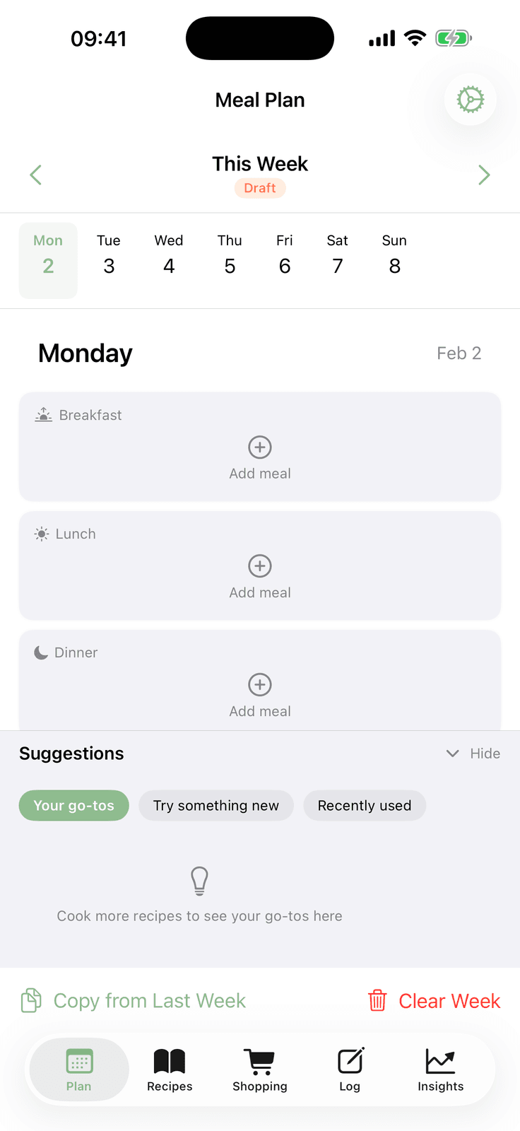 TableTogether meal plan view on iPhone