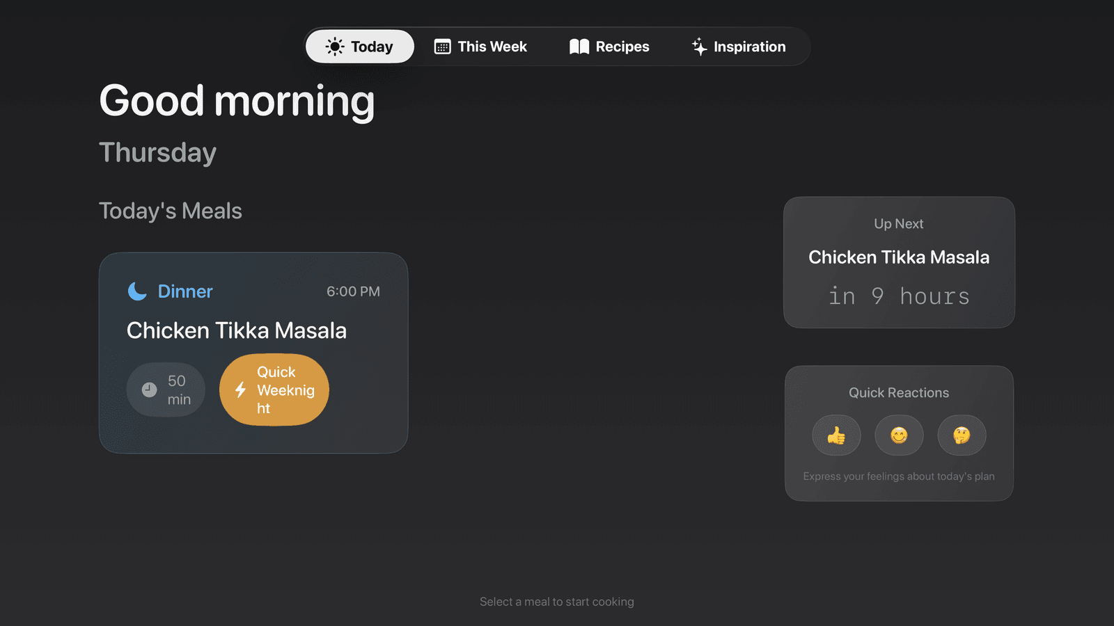 TableTogether on Apple TV showing today's meals as an ambient display