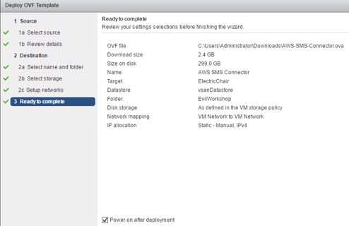 Deploy OVF Ready to complete