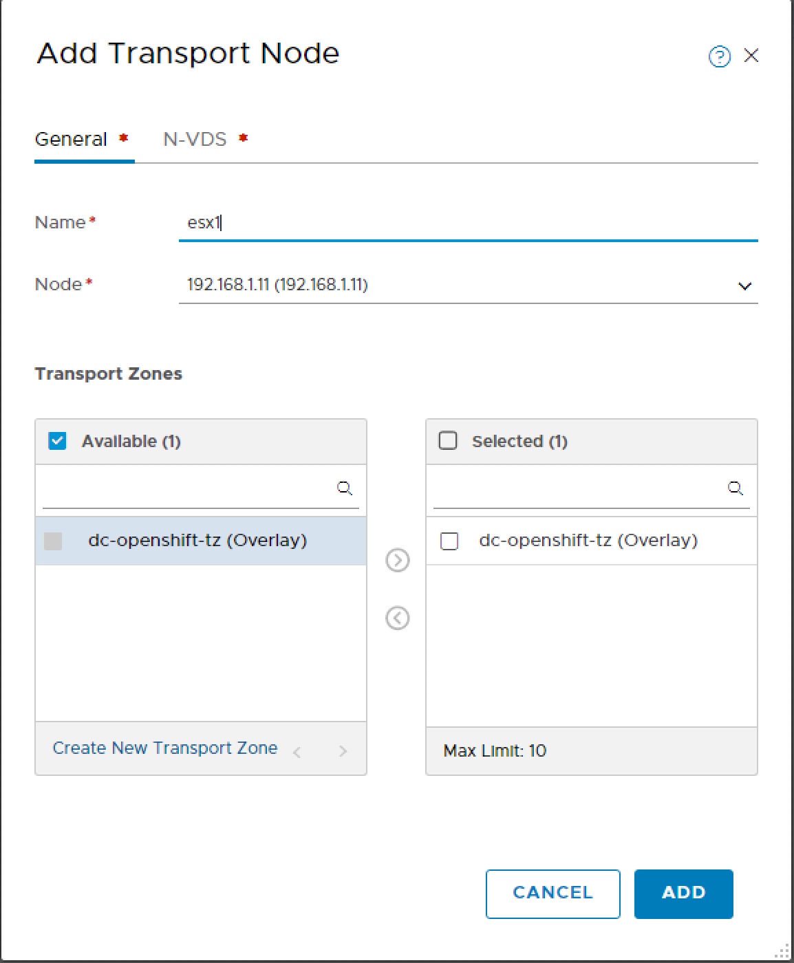 NSX-T Transport Node