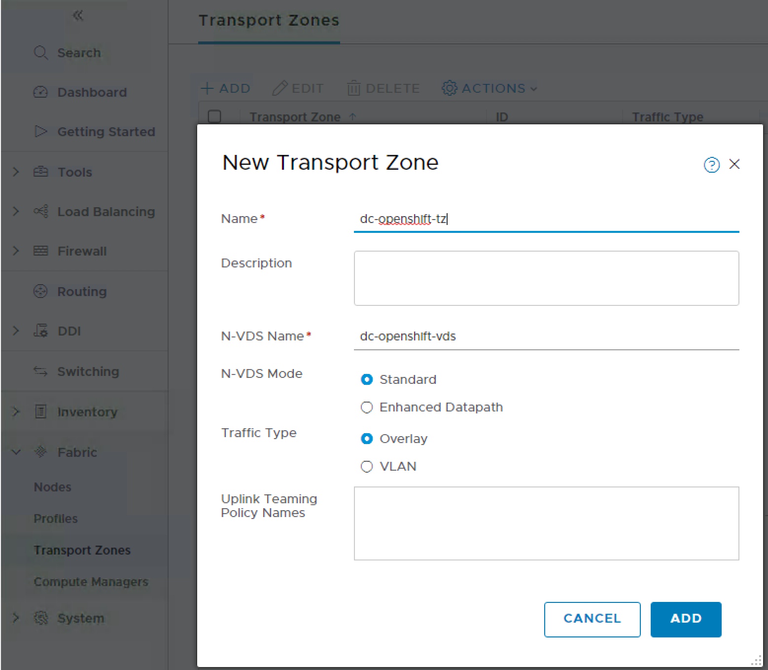 NSX-T Transport Zone