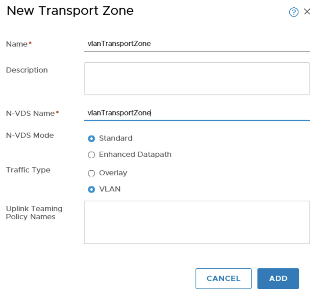 NSX-T VLAN Transport Zone
