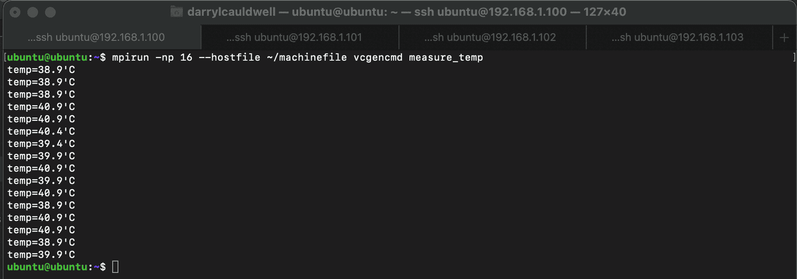 MPIRUN Measure Temparature