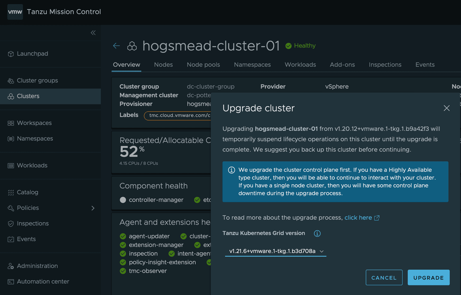 Tanzu Mission Control Cluster Lifecycle Management