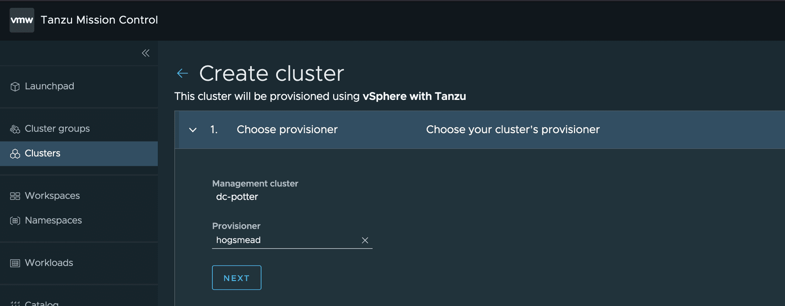 Tanzu Mission Control Cluster Provisioning Provider
